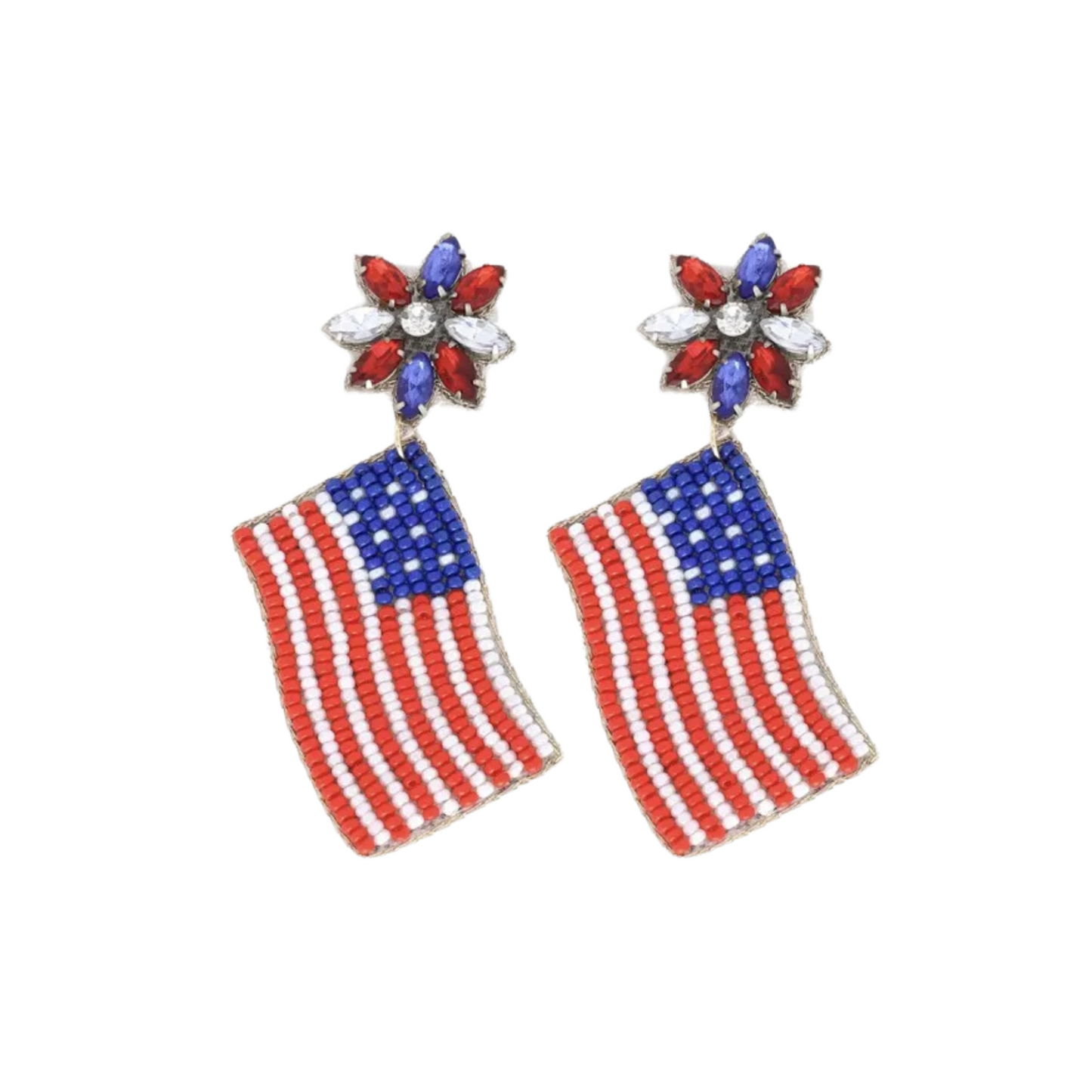 American Flag Beaded Earrings