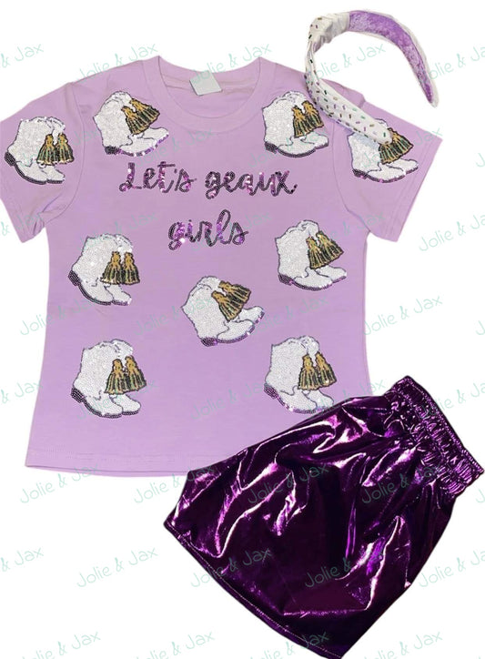 Preorder Sequin- Let's Geaux Girls Tshirt