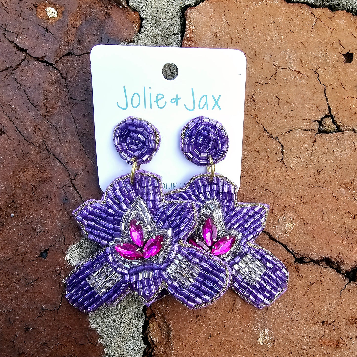 Iris flower beaded earrings