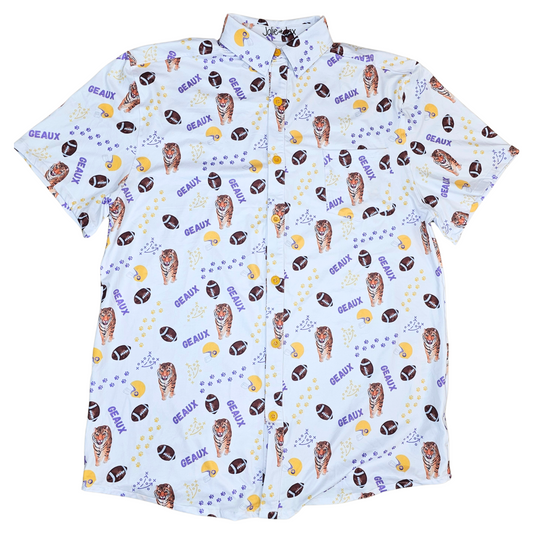 Adult Button Down Tiger Game Day shirt