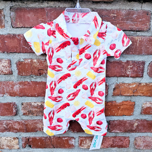 Newspaper Crawfish Polo Romper