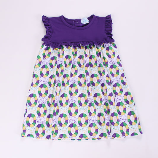 King Cake Dress with Purple Top and Ruffles