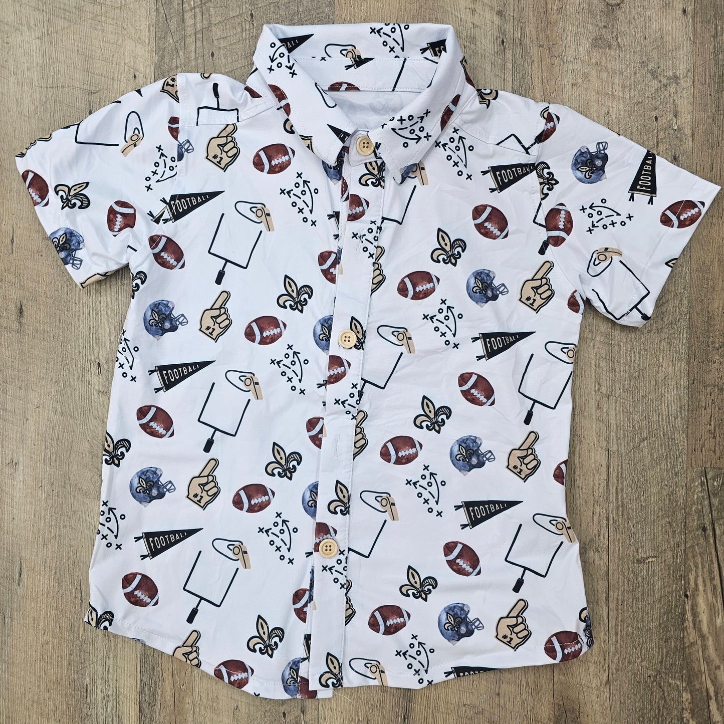 Fleur De Lis Football Button Up Kid's Shirt