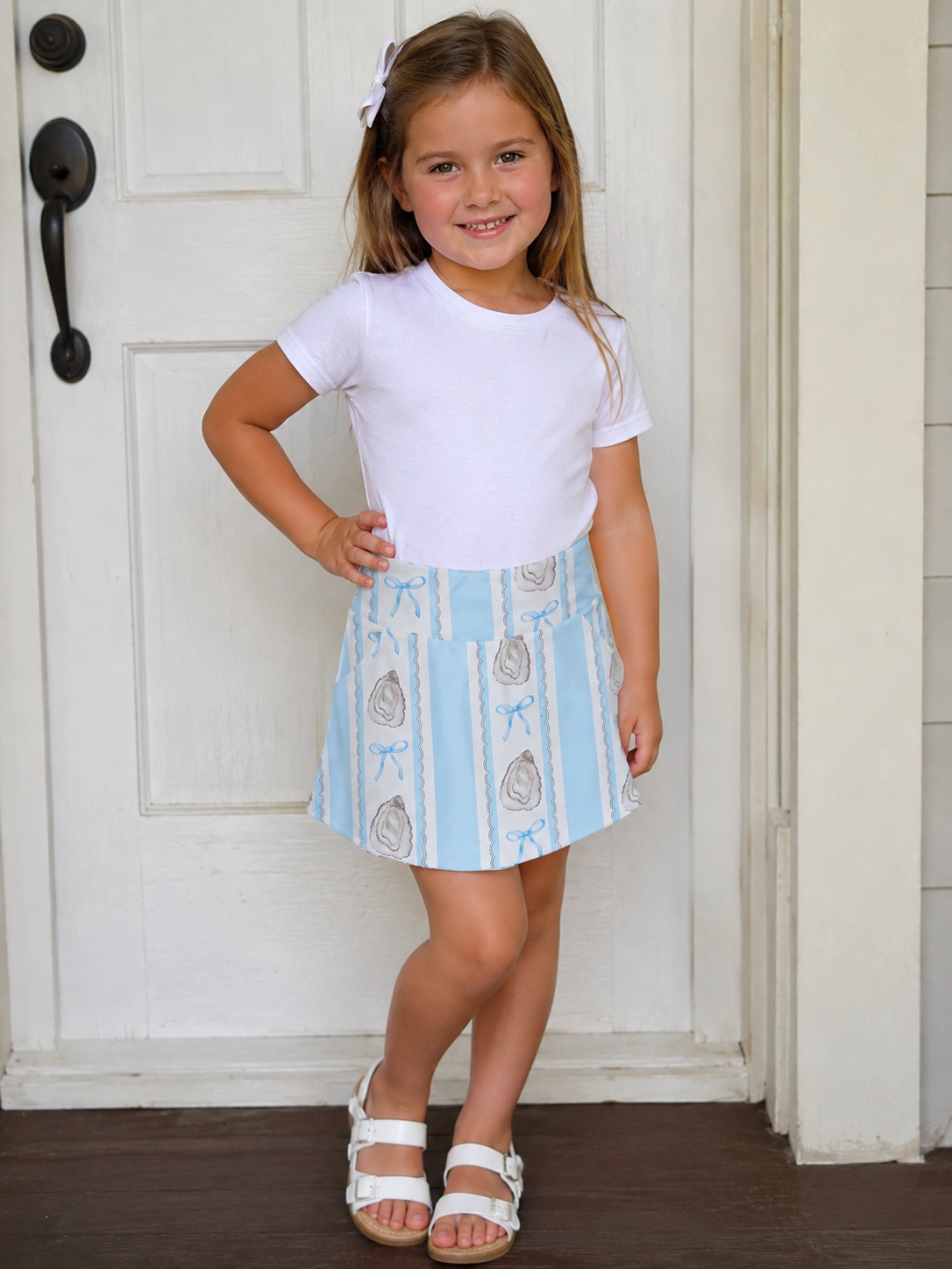 Blue Oyster skort with pockets for girls seafood New Orleans
 