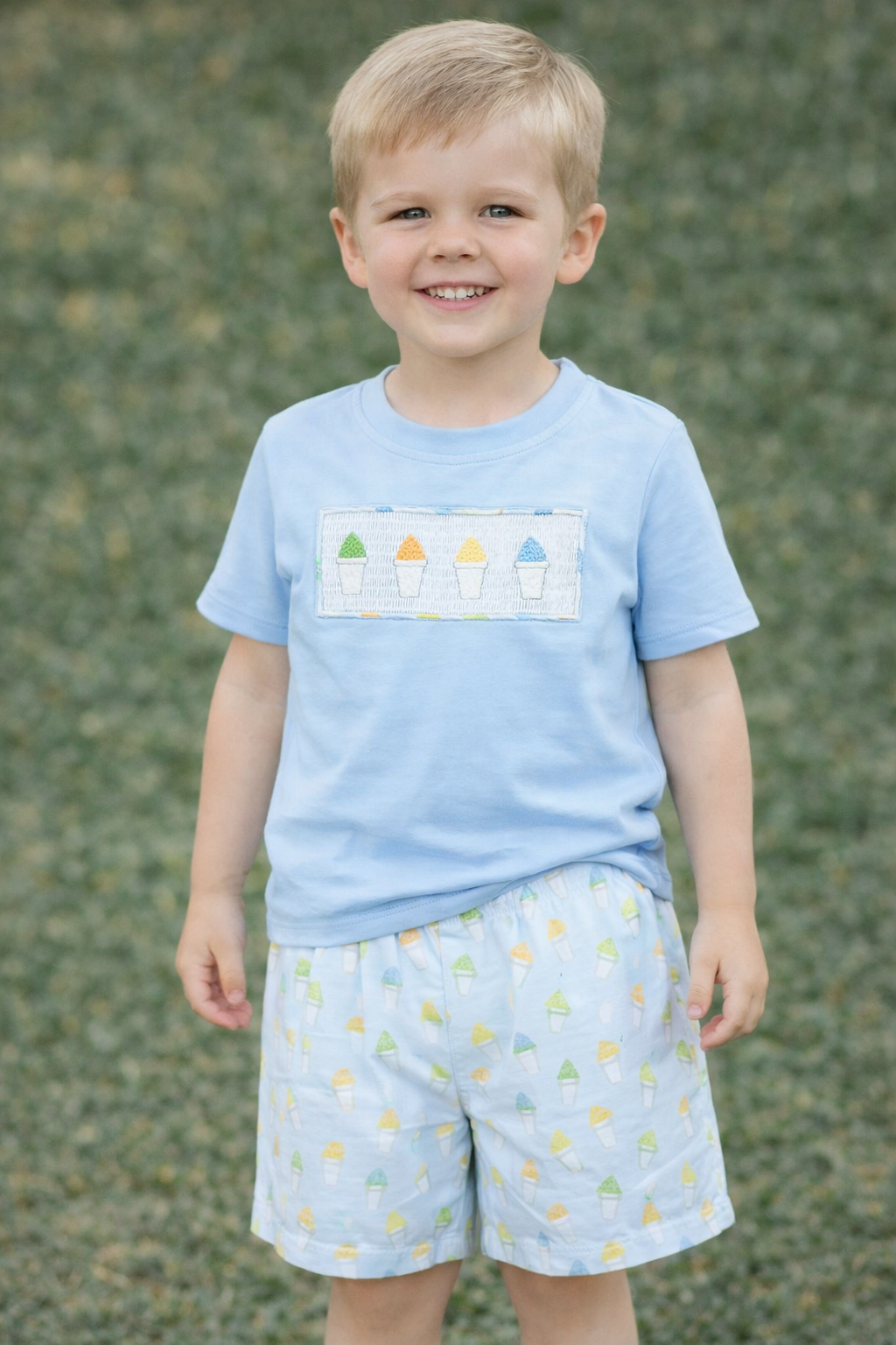 Snoball Smocked Boy's Short Set