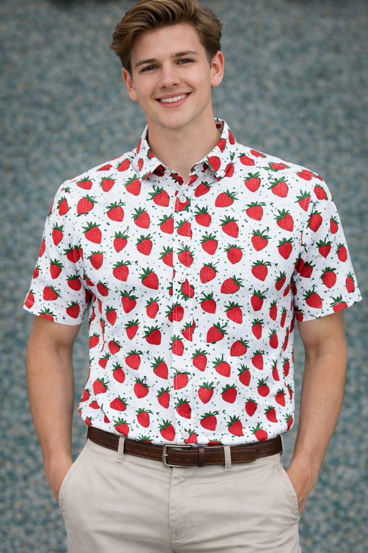 Strawberry Men’s Button Down Shirt